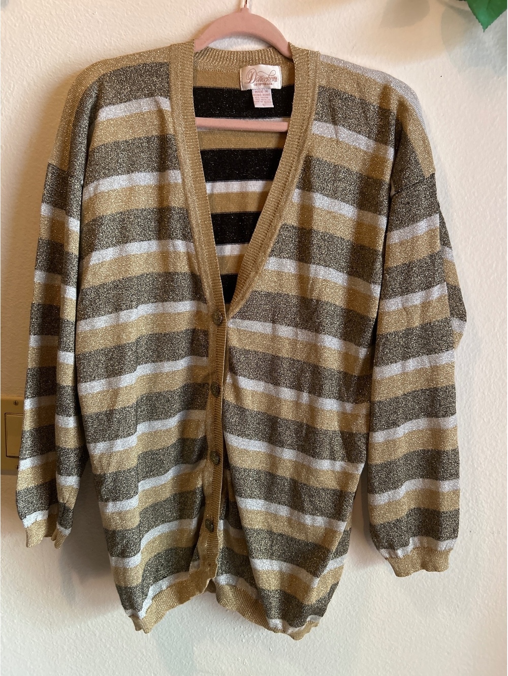Vintage Doneckers Metallic Striped Cardigan Sweater Large